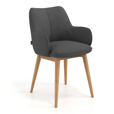silla nordica antracita patas de madera tela brazos tapizados 1