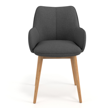 silla nordica antracita patas de madera tela brazos tapizados 4