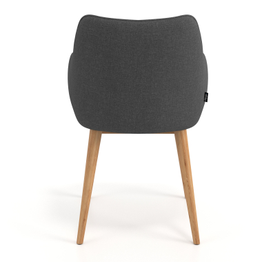 silla nordica antracita patas de madera tela brazos tapizados 6