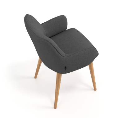 silla nordica antracita patas de madera tela brazos tapizados 7