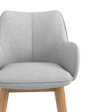 silla nordica gris patas de madera tela brazos tapizados 5
