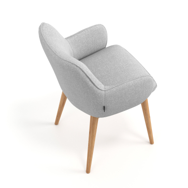 silla nordica gris patas de madera tela brazos tapizados 7