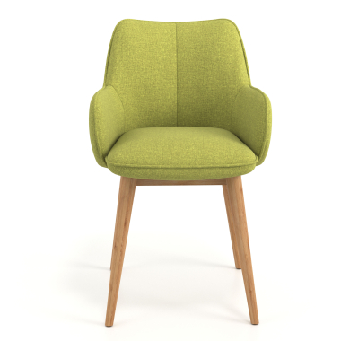 silla nordica verde patas de madera tela brazos tapizados 4