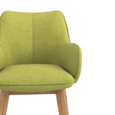 silla nordica verde patas de madera tela brazos tapizados 5