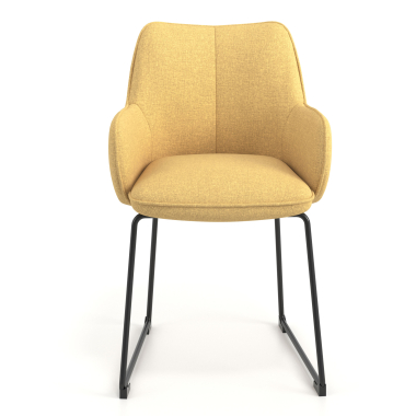 silla de visita amarillo estructura patin tela brazos tapizados 4