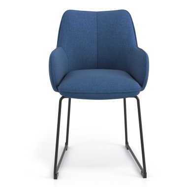 silla de visita azul estructura patin tela brazos tapizados 4