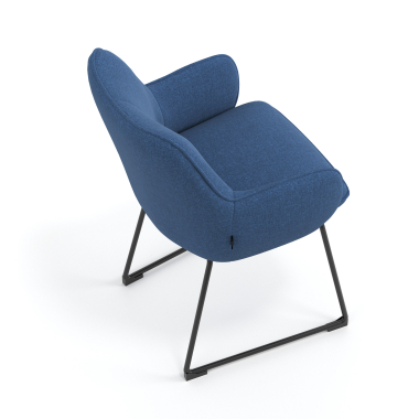 silla de visita azul estructura patin tela brazos tapizados 7