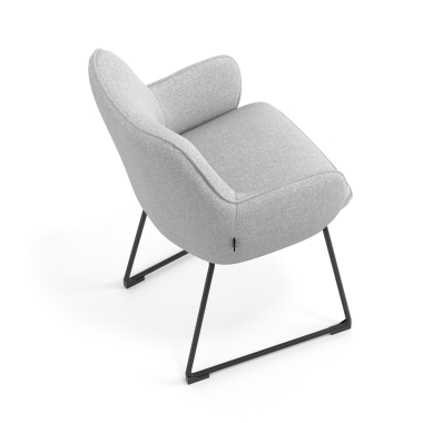 silla de visita gris estructura patin tela brazos tapizados 7