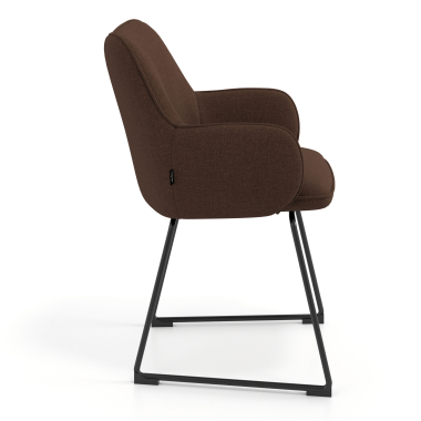 silla de visita marron estructura patin tela brazos tapizados 3