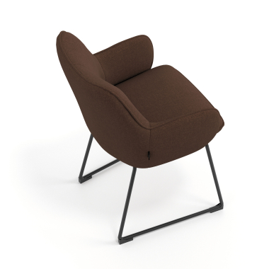 silla de visita marron estructura patin tela brazos tapizados 7
