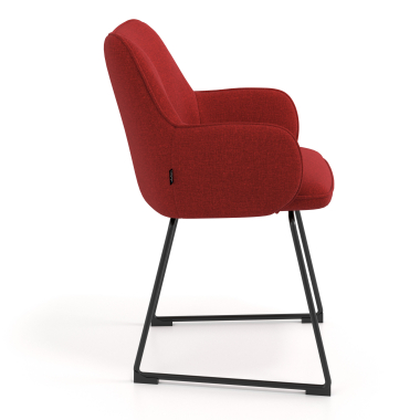 silla de visita rojo estructura patin tela brazos tapizados 3