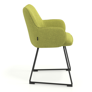 silla de visita verde estructura patin tela brazos tapizados 3