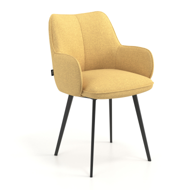 silla de visita amarillo 4 patas tela brazos tapizados 1