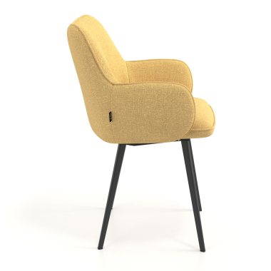silla de visita amarillo 4 patas tela brazos tapizados 3