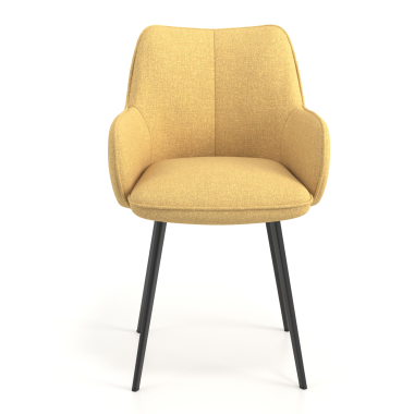 silla de visita amarillo 4 patas tela brazos tapizados 4