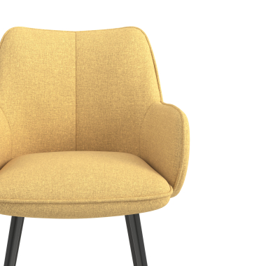 silla de visita amarillo 4 patas tela brazos tapizados 5