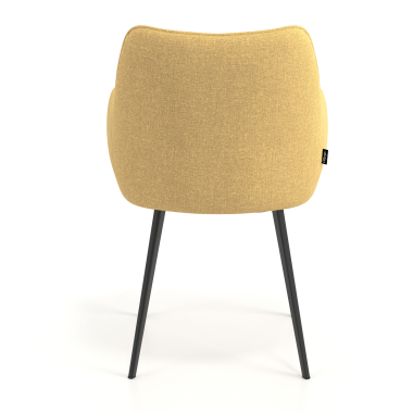 silla de visita amarillo 4 patas tela brazos tapizados 6