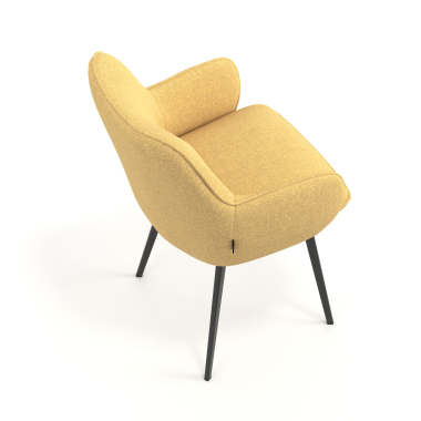 silla de visita amarillo 4 patas tela brazos tapizados 7