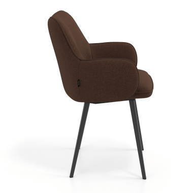 silla de visita negro marron 4 patas tela brazos tapizados 3