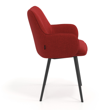 silla de visita negro rojo 4 patas tela brazos tapizados 3