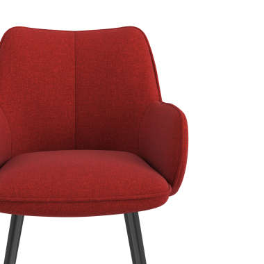 silla de visita negro rojo 4 patas tela brazos tapizados 5