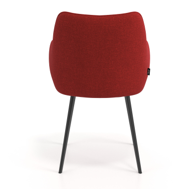 silla de visita negro rojo 4 patas tela brazos tapizados 6