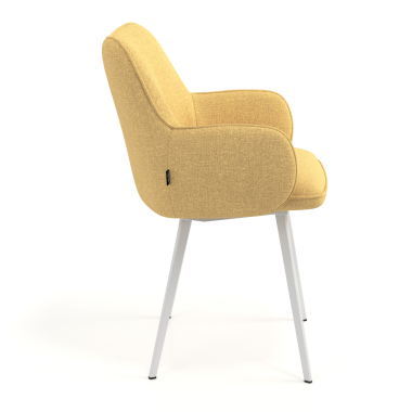 silla de visita blanco amarillo 4 patas tela brazos tapizados 3
