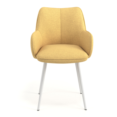 silla de visita blanco amarillo 4 patas tela brazos tapizados 4
