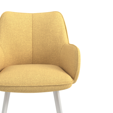 silla de visita blanco amarillo 4 patas tela brazos tapizados 5