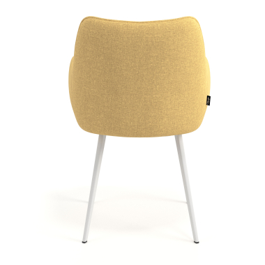 silla de visita blanco amarillo 4 patas tela brazos tapizados 6