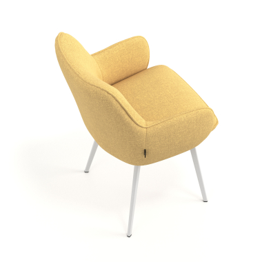 silla de visita blanco amarillo 4 patas tela brazos tapizados 7