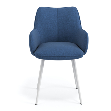 silla de visita blanco azul 4 patas tela brazos tapizados 4
