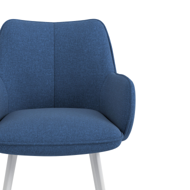 silla de visita blanco azul 4 patas tela brazos tapizados 5