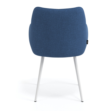 silla de visita blanco azul 4 patas tela brazos tapizados 6