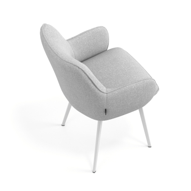 silla de visita blanco gris 4 patas tela brazos tapizados 7