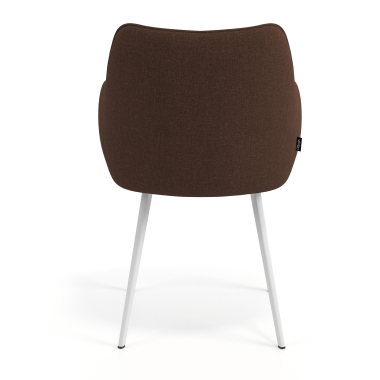 silla de visita blanco marron 4 patas tela brazos tapizados 6