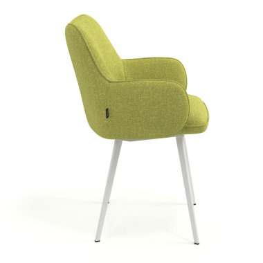 silla de visita blanco verde 4 patas tela brazos tapizados 3