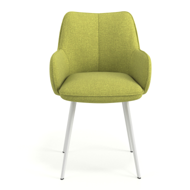 silla de visita blanco verde 4 patas tela brazos tapizados 4