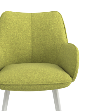 silla de visita blanco verde 4 patas tela brazos tapizados 5