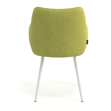 silla de visita blanco verde 4 patas tela brazos tapizados 6