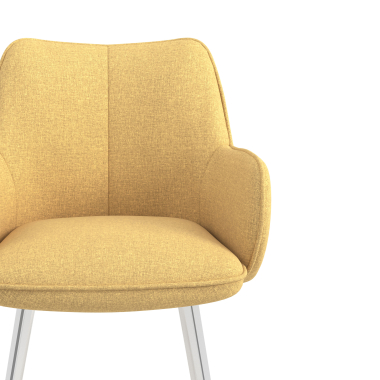 silla de visita cromado amarillo 4 patas tela brazos tapizados 5
