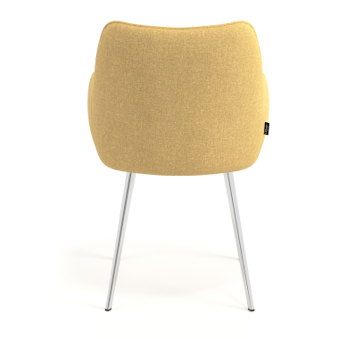 silla de visita cromado amarillo 4 patas tela brazos tapizados 6