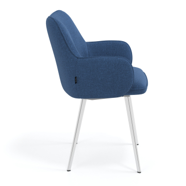silla de visita cromado azul 4 patas tela brazos tapizados 3