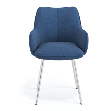 silla de visita cromado azul 4 patas tela brazos tapizados 4