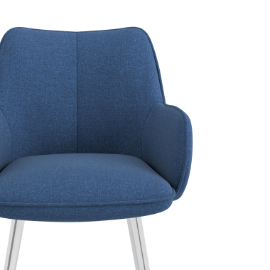 silla de visita cromado azul 4 patas tela brazos tapizados 5