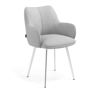silla de visita cromado gris 4 patas tela brazos tapizados 1