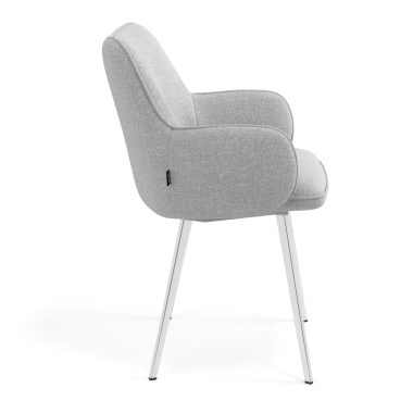 silla de visita cromado gris 4 patas tela brazos tapizados 3