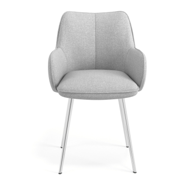 silla de visita cromado gris 4 patas tela brazos tapizados 4