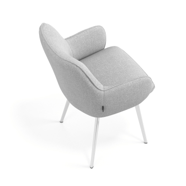 silla de visita cromado gris 4 patas tela brazos tapizados 7