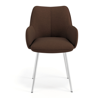 silla de visita cromado marron 4 patas tela brazos tapizados 4